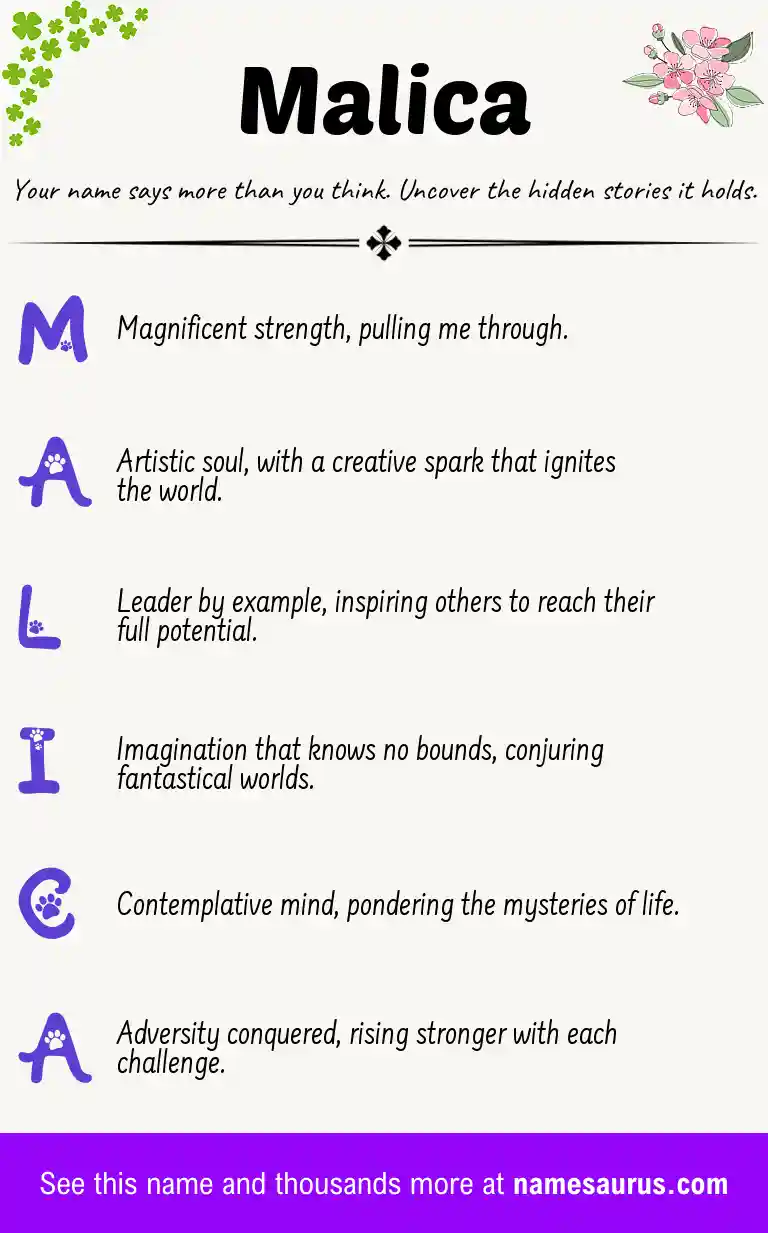 Acrostic poem about Malica.
