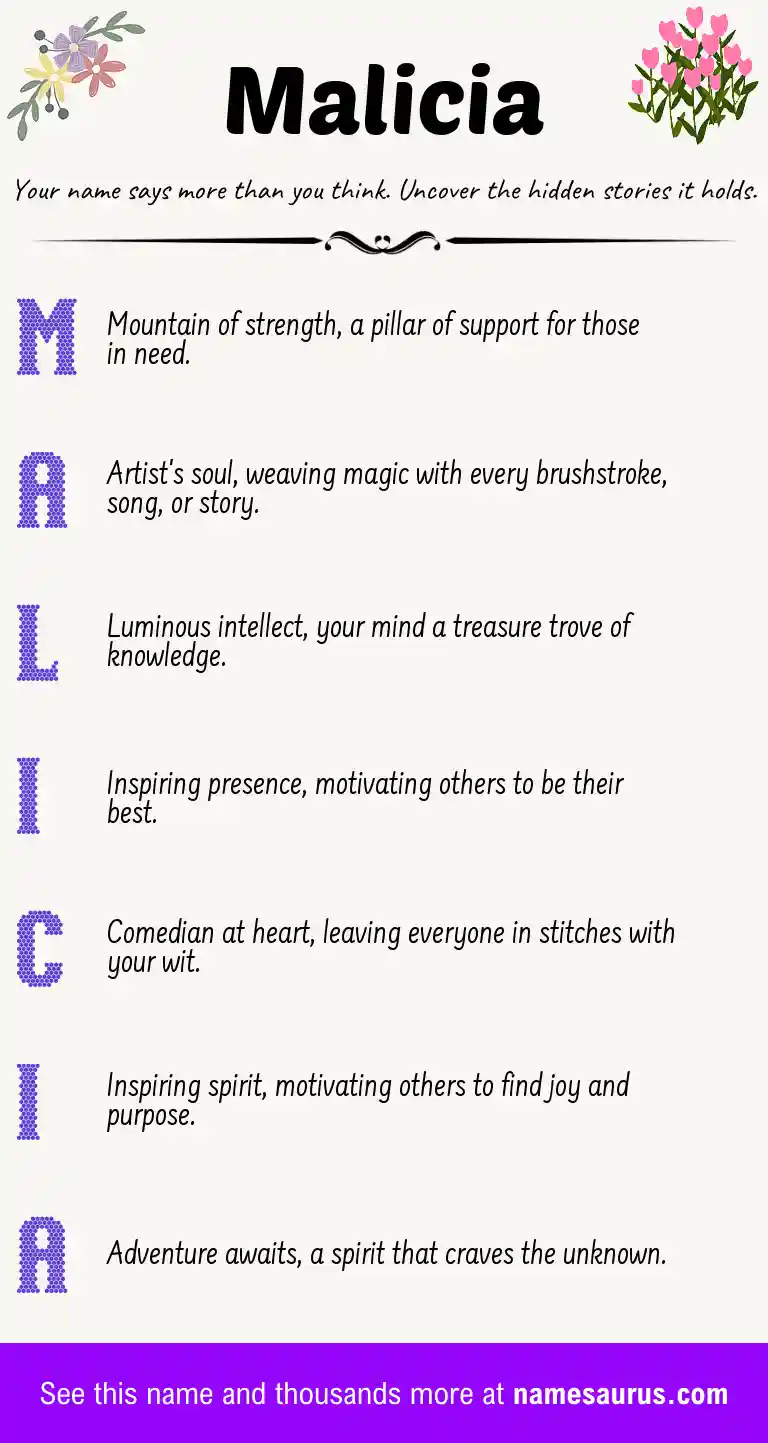 Acrostic poem about Malicia.