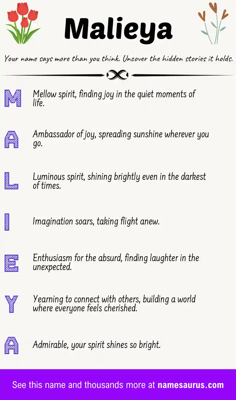 Acrostic poem about Malieya.