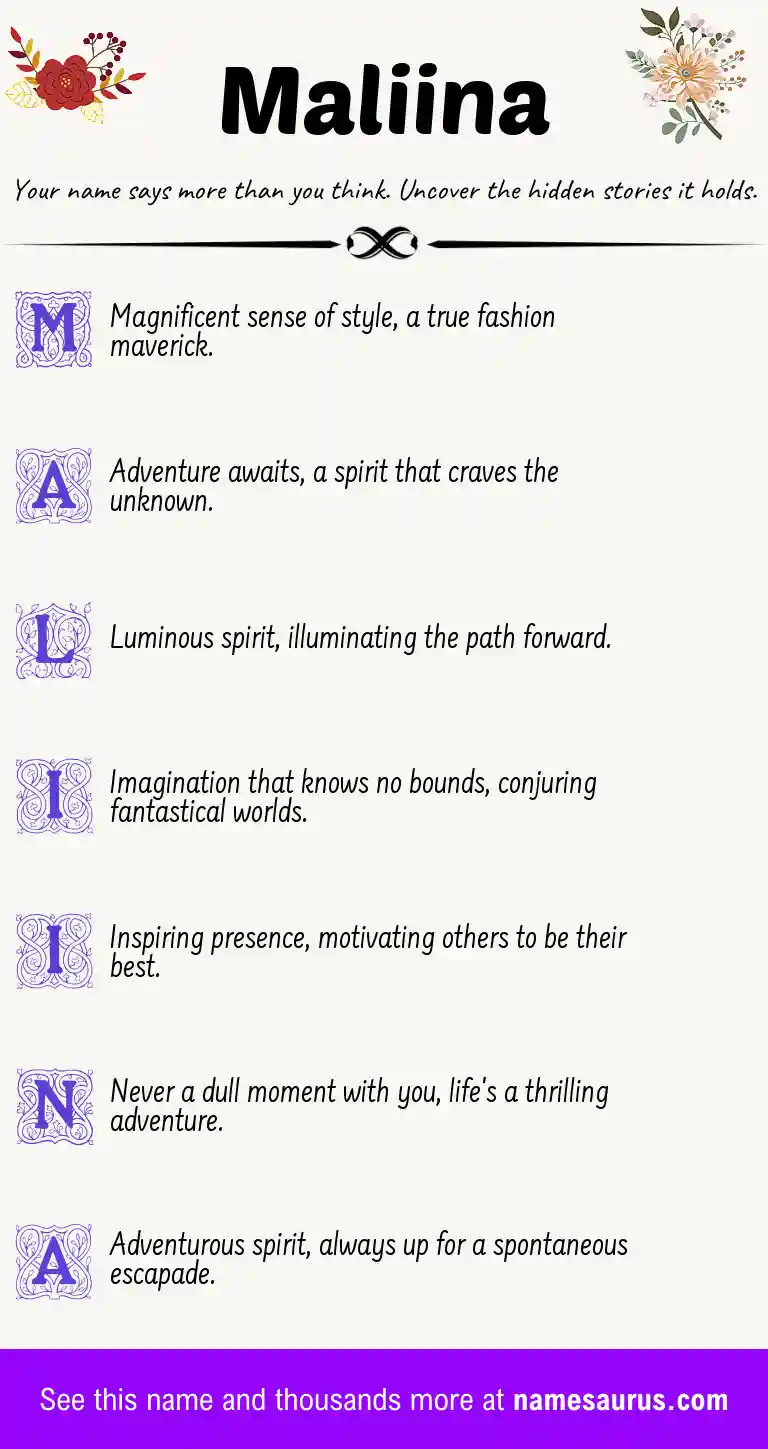 Acrostic poem about Maliina.