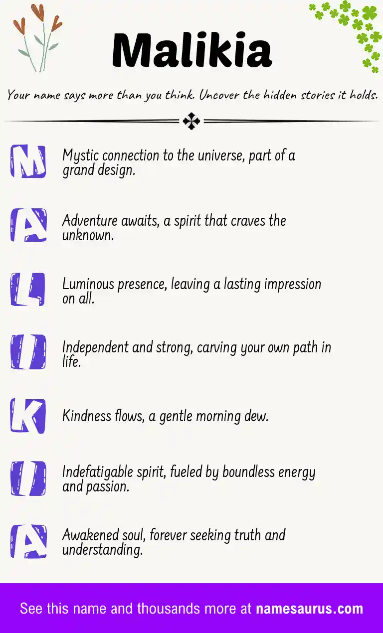 Acrostic poem about Malikia.
