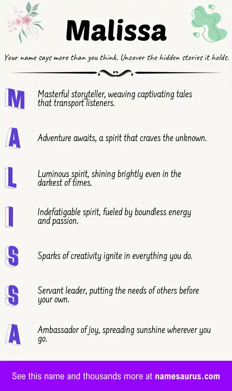 Acrostic poem about Malissa.