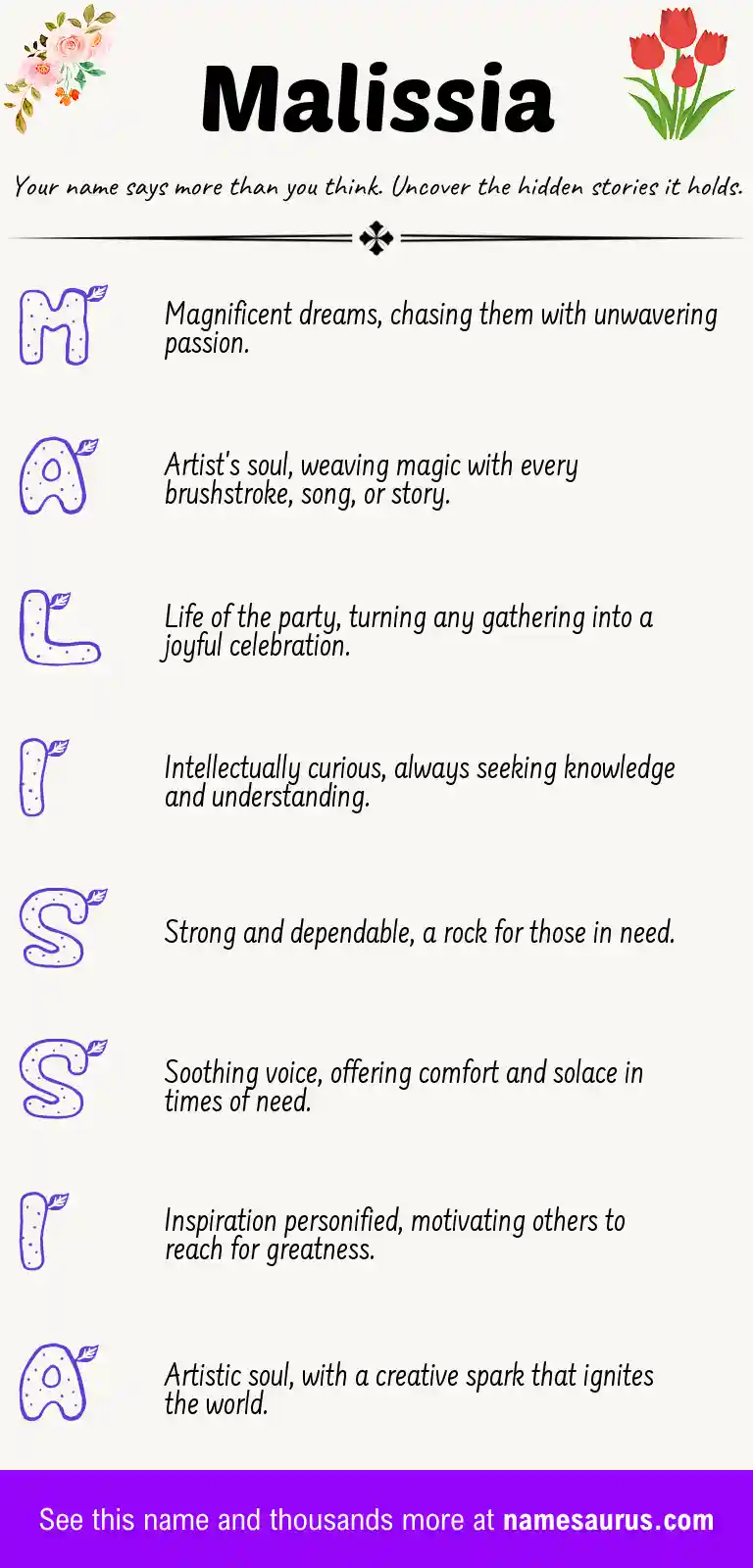 Acrostic poem about Malissia.