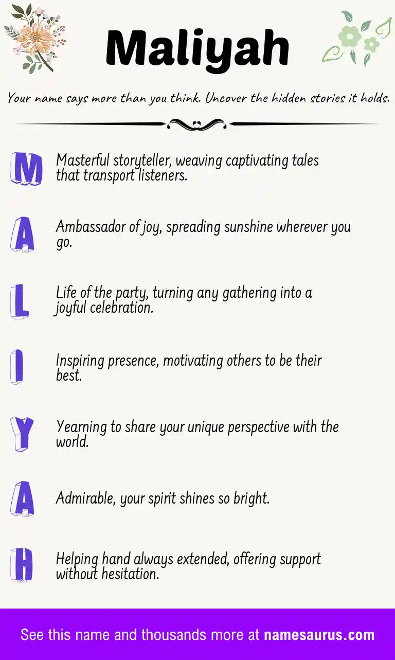 Acrostic poem about Maliyah.