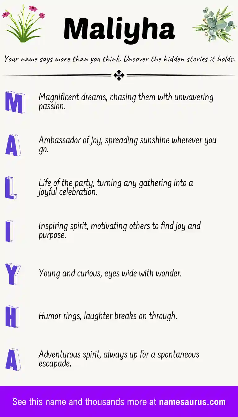 Acrostic poem about Maliyha.