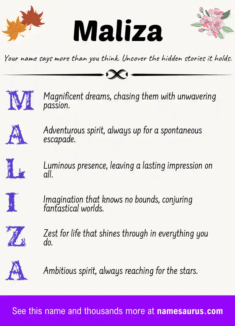 Acrostic poem about Maliza.