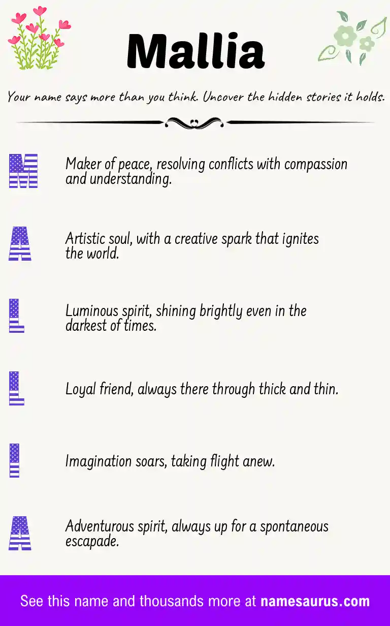 Acrostic poem about Mallia.