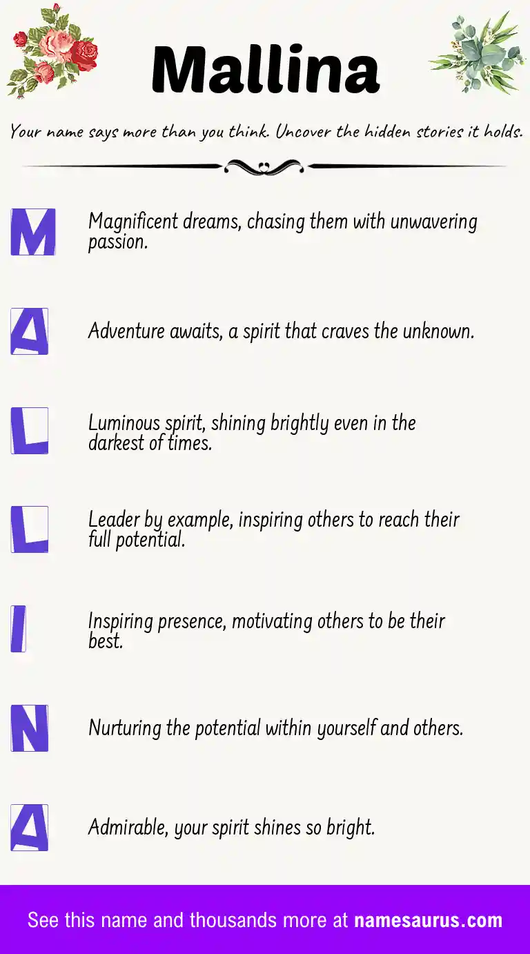 Acrostic poem about Mallina.