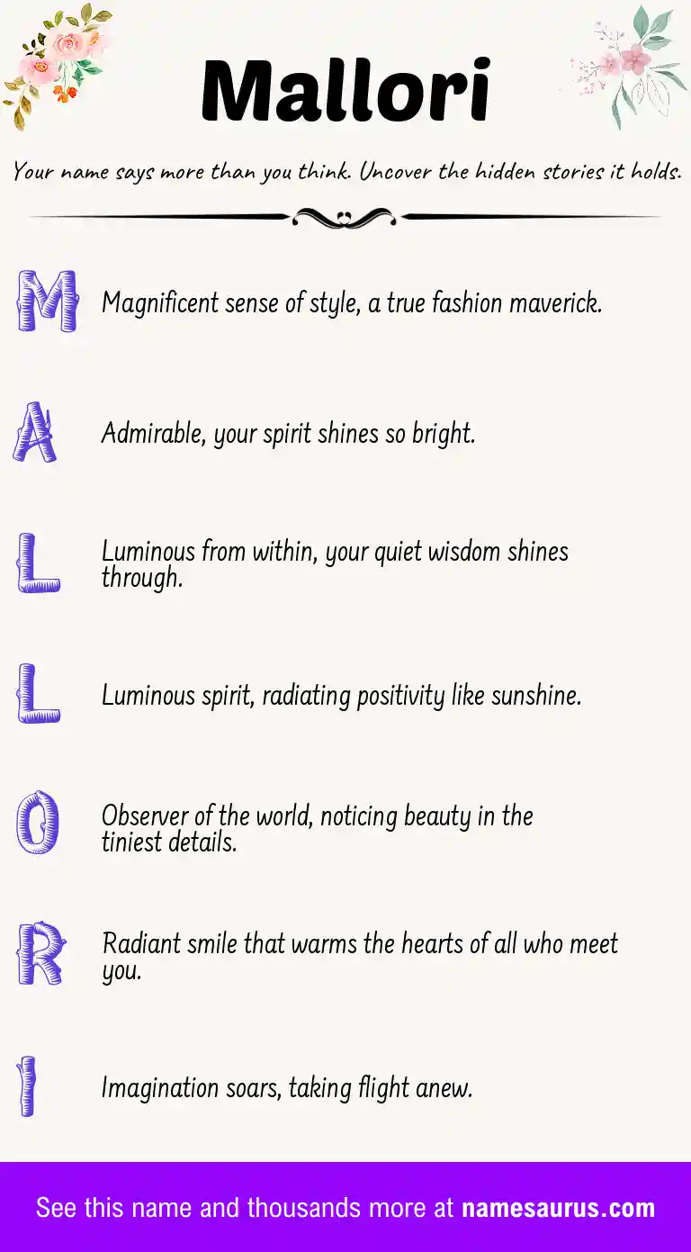 Acrostic poem about Mallori.