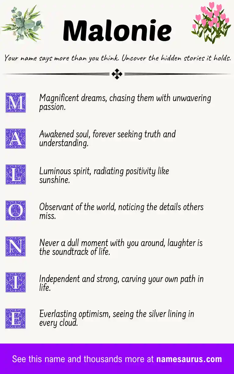 Acrostic poem about Malonie.