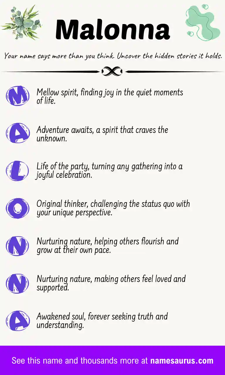 Acrostic poem about Malonna.