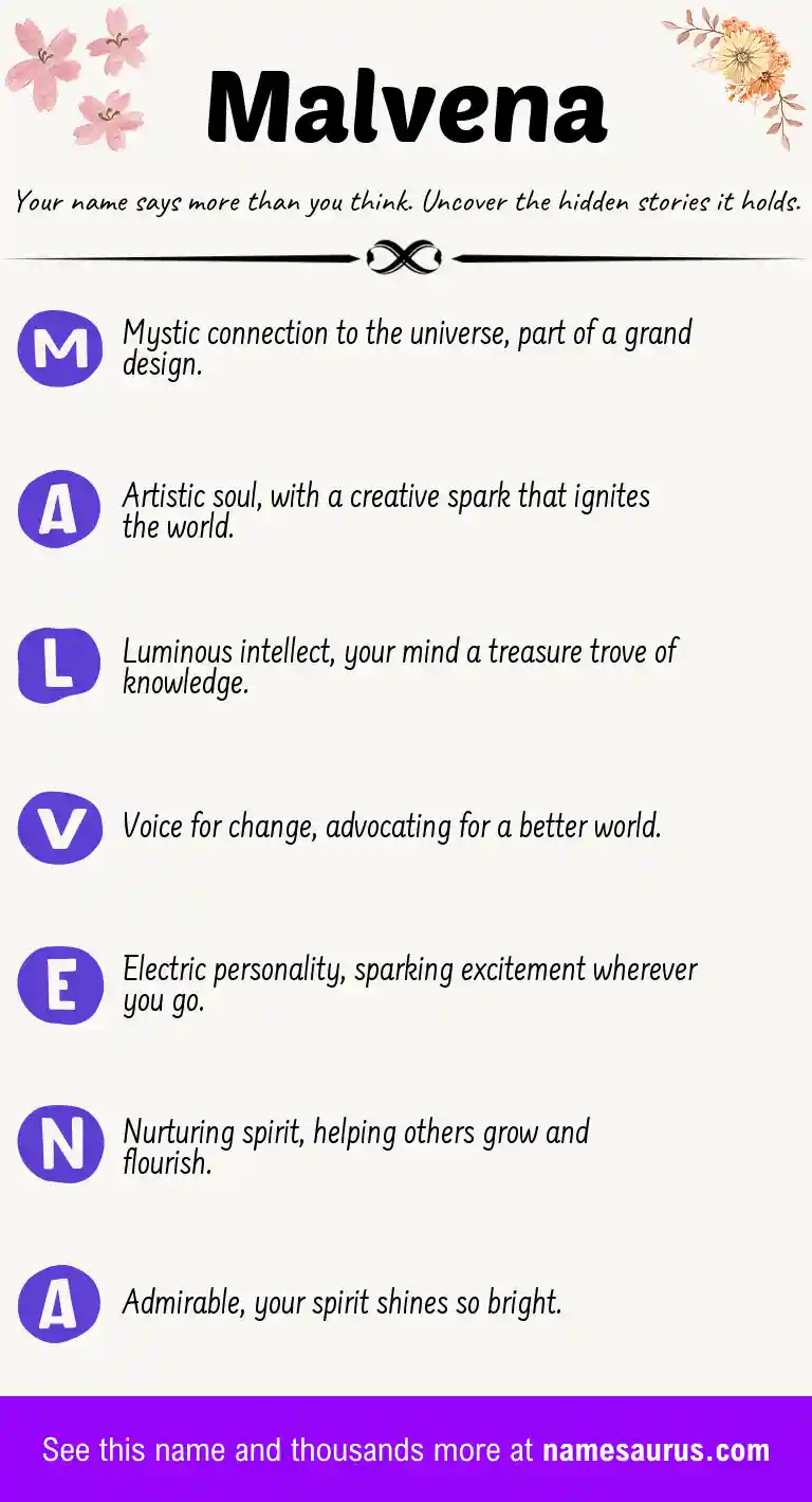 Acrostic poem about Malvena.