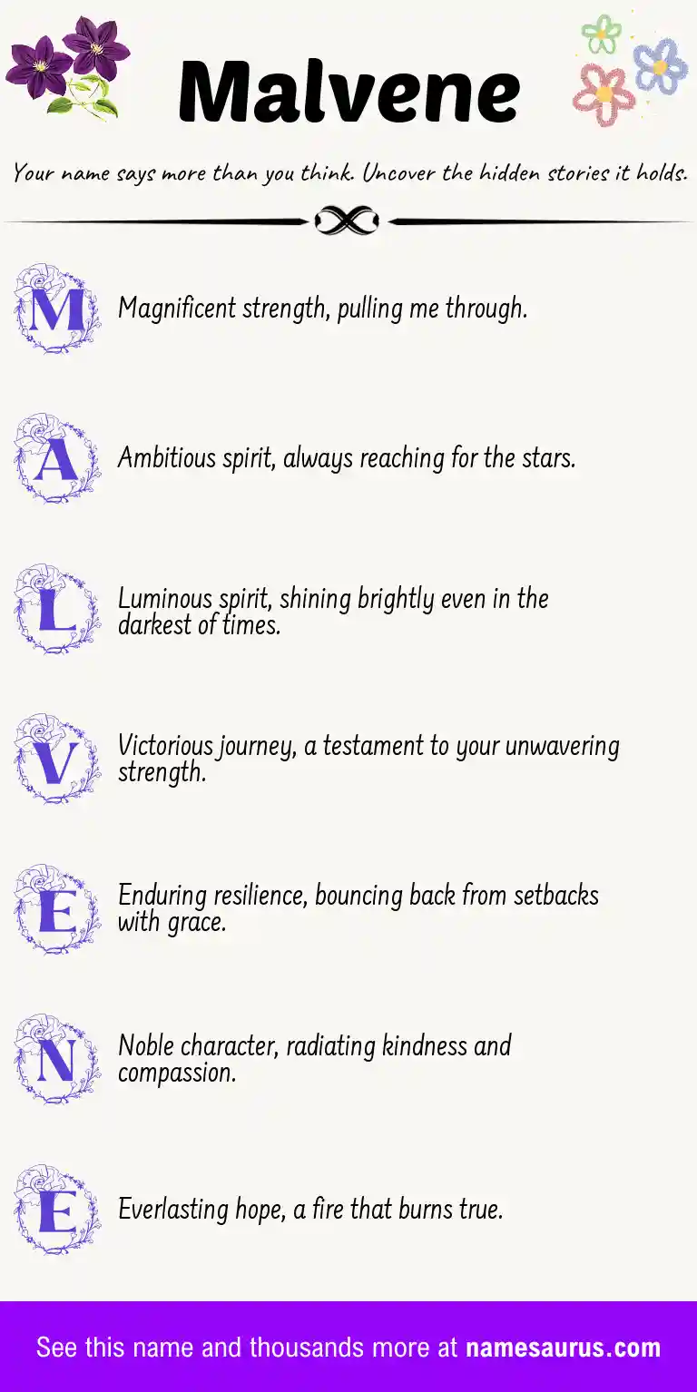 Acrostic poem about Malvene.