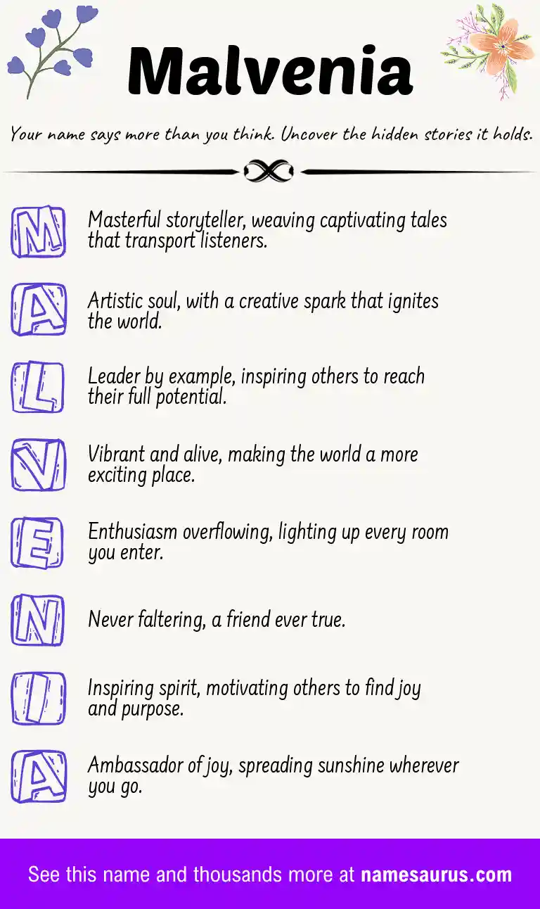 Acrostic poem about Malvenia.