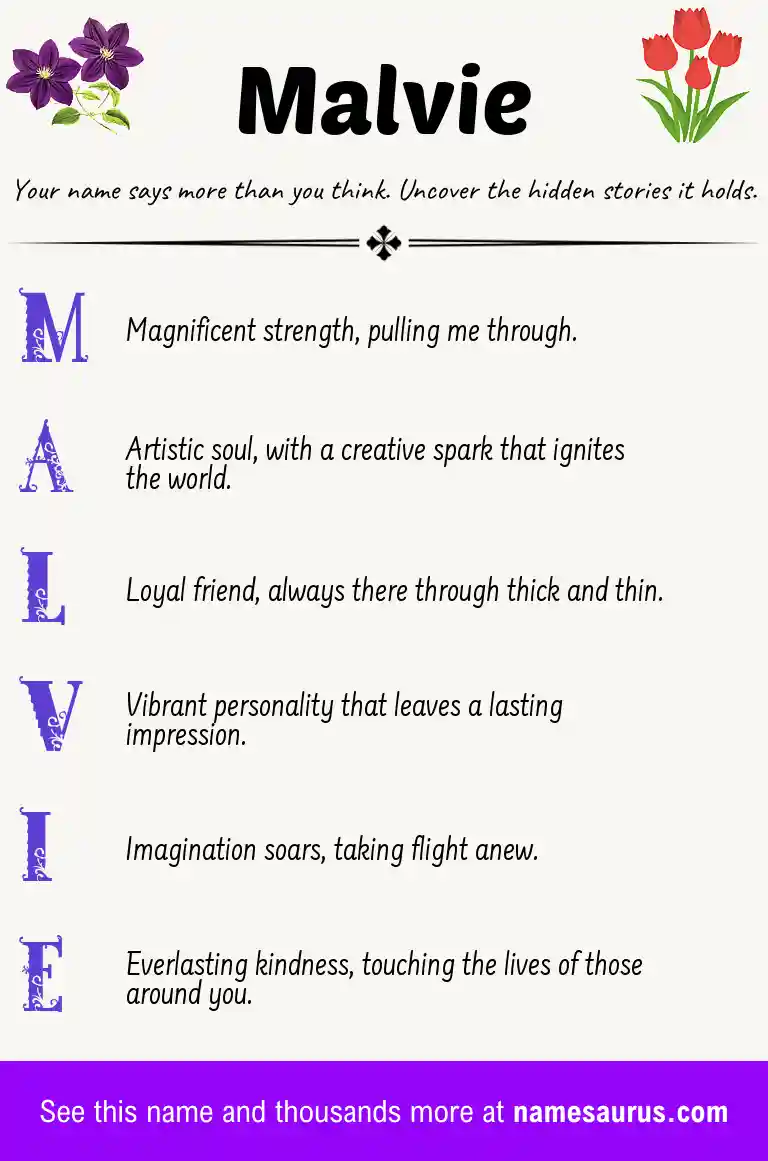 Acrostic poem about Malvie.