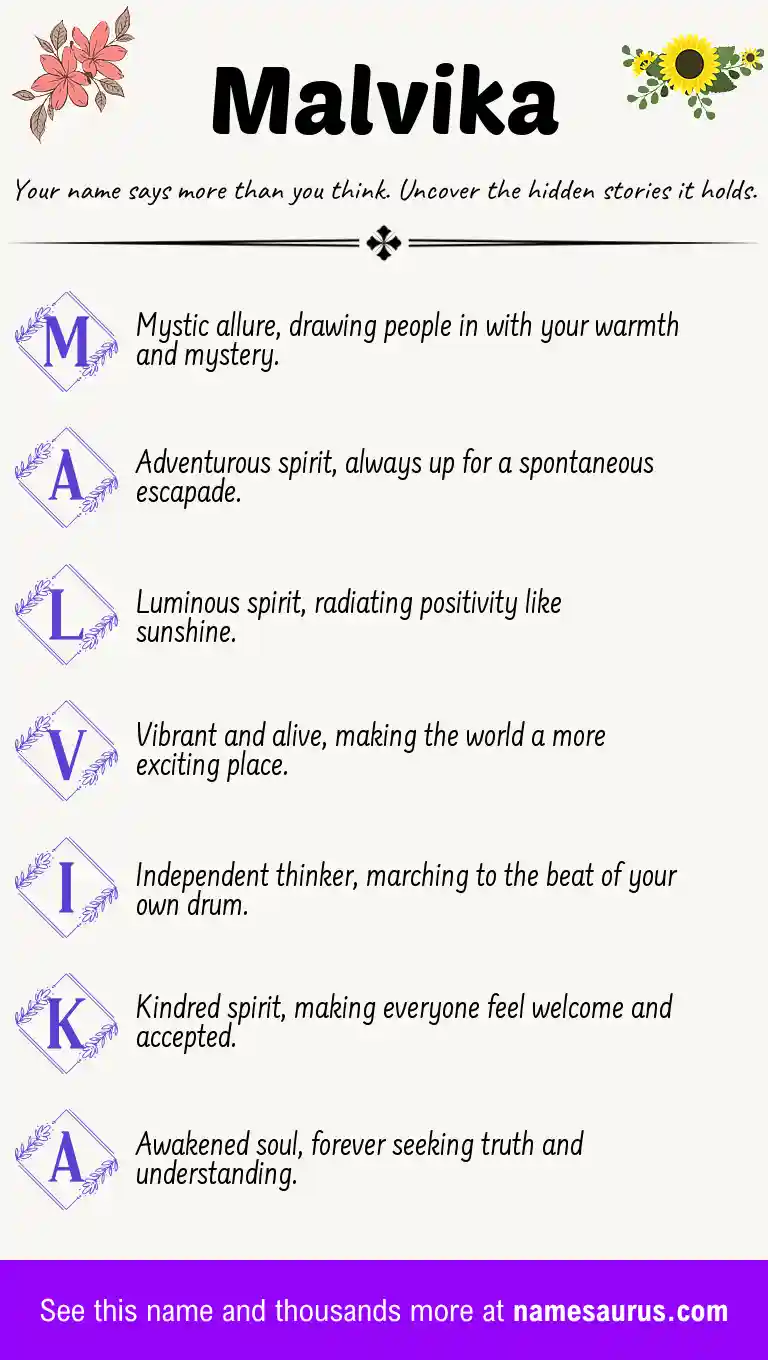 Acrostic poem about Malvika.