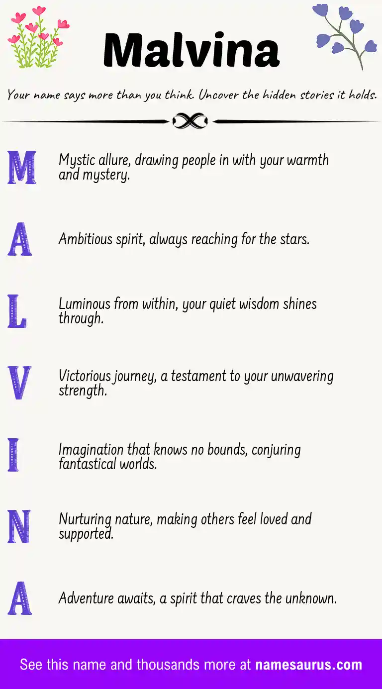 Acrostic poem about Malvina.
