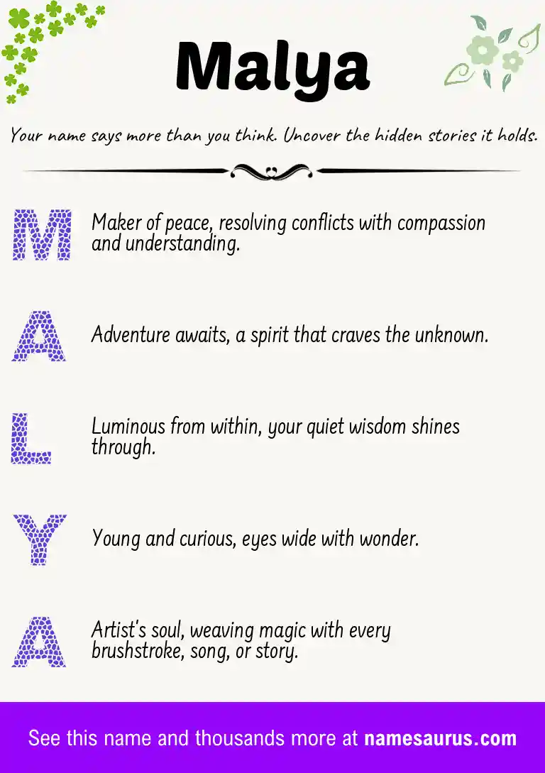 Acrostic poem about Malya.