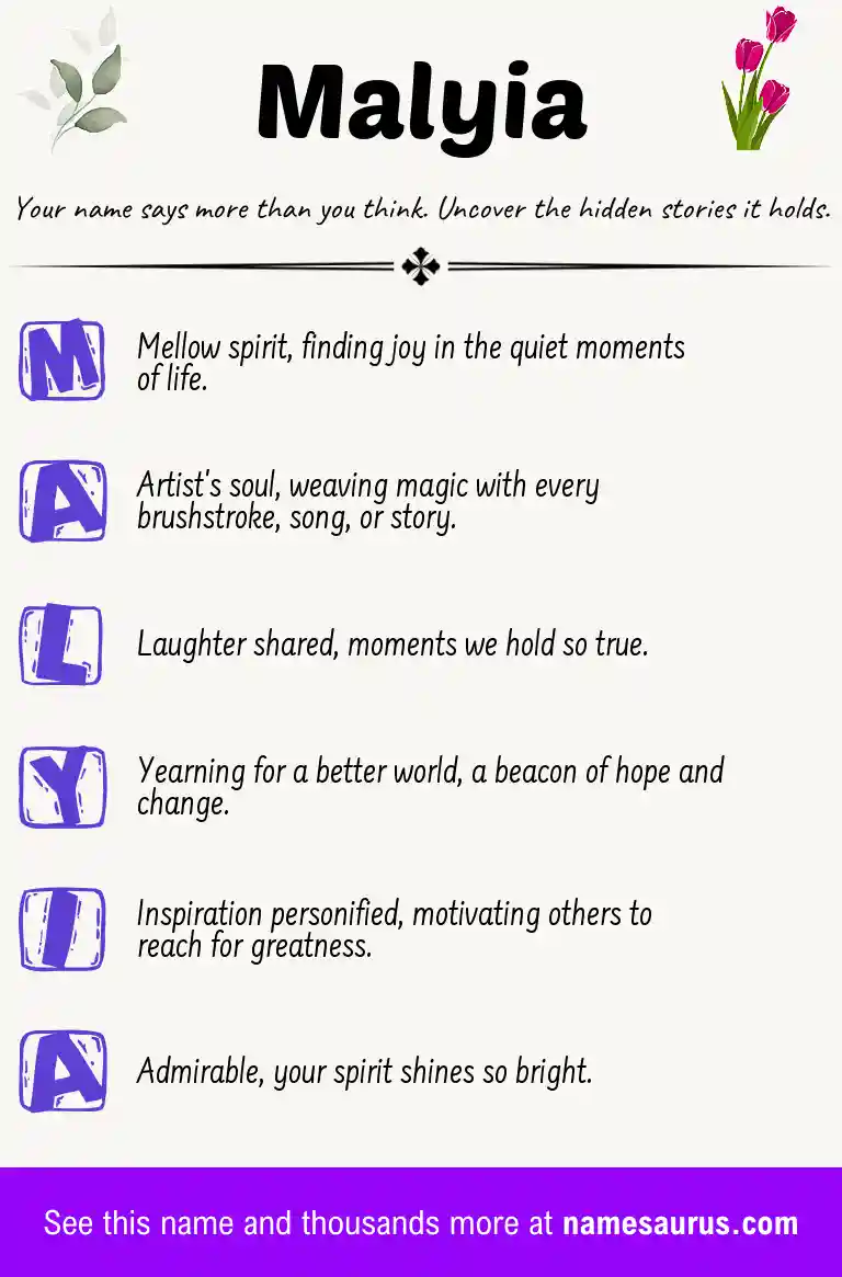 Acrostic poem about Malyia.