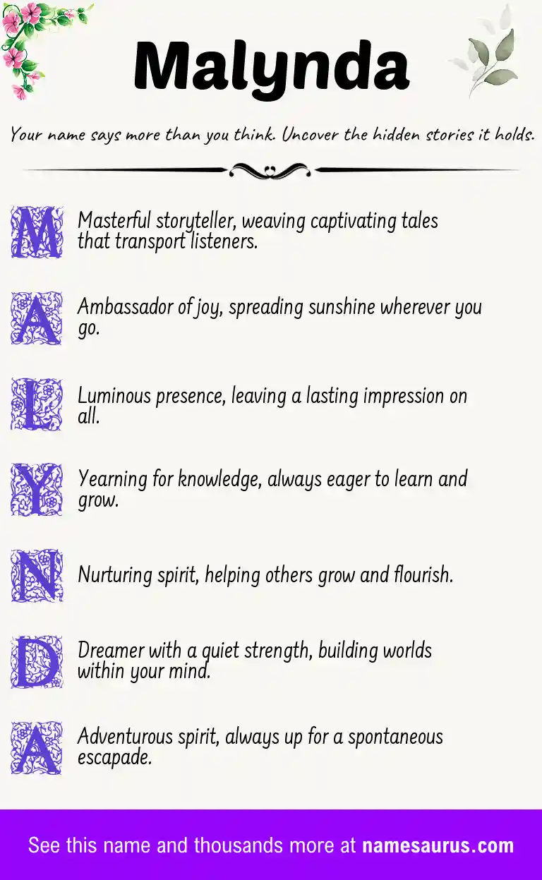 Acrostic poem about Malynda.