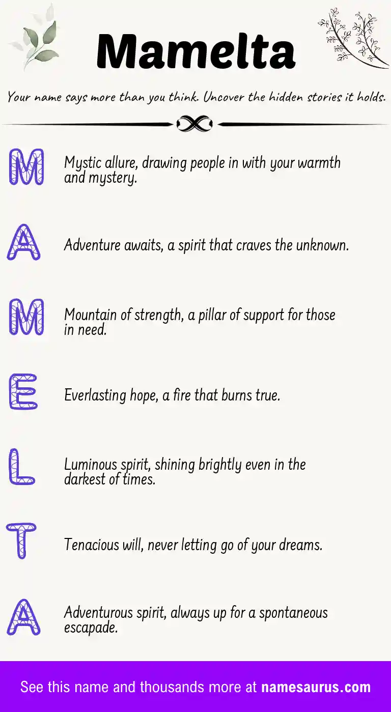 Acrostic poem about Mamelta.