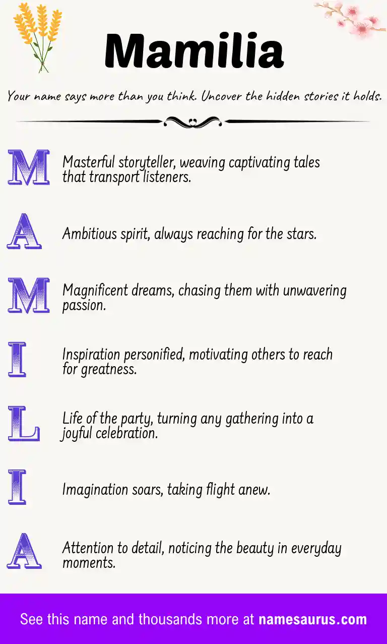 Acrostic poem about Mamilia.