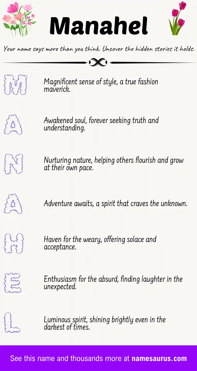 Acrostic poem about Manahel.
