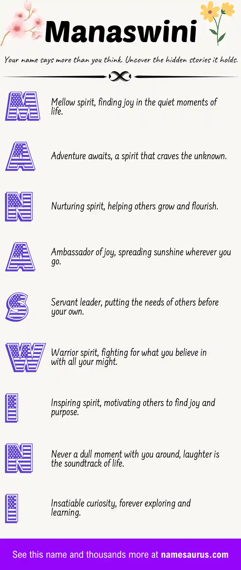 Acrostic poem about Manaswini.
