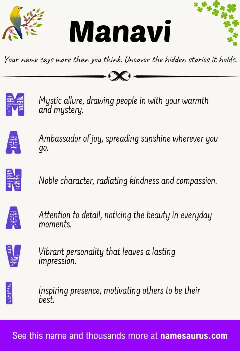 Acrostic poem about Manavi.
