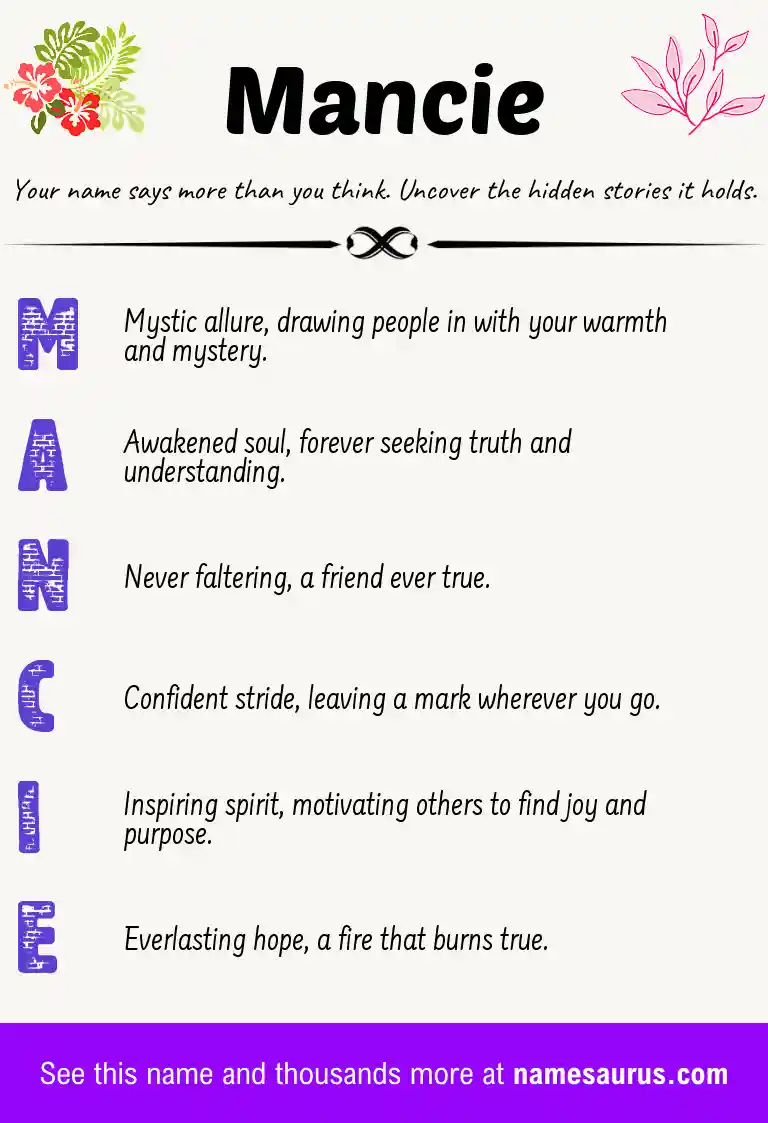 Acrostic poem about Mancie.