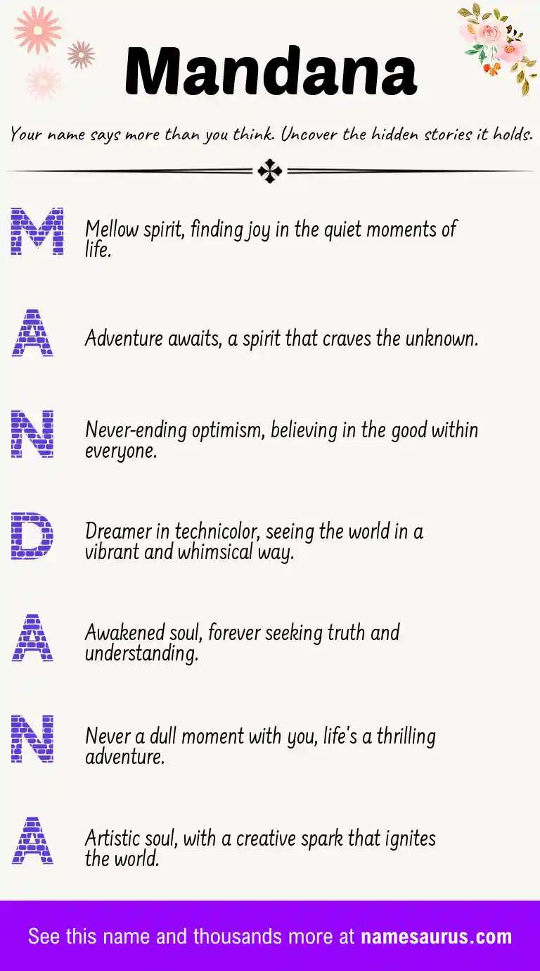 Acrostic poem about Mandana.
