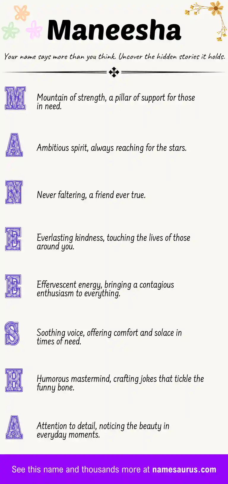 Acrostic poem about Maneesha.