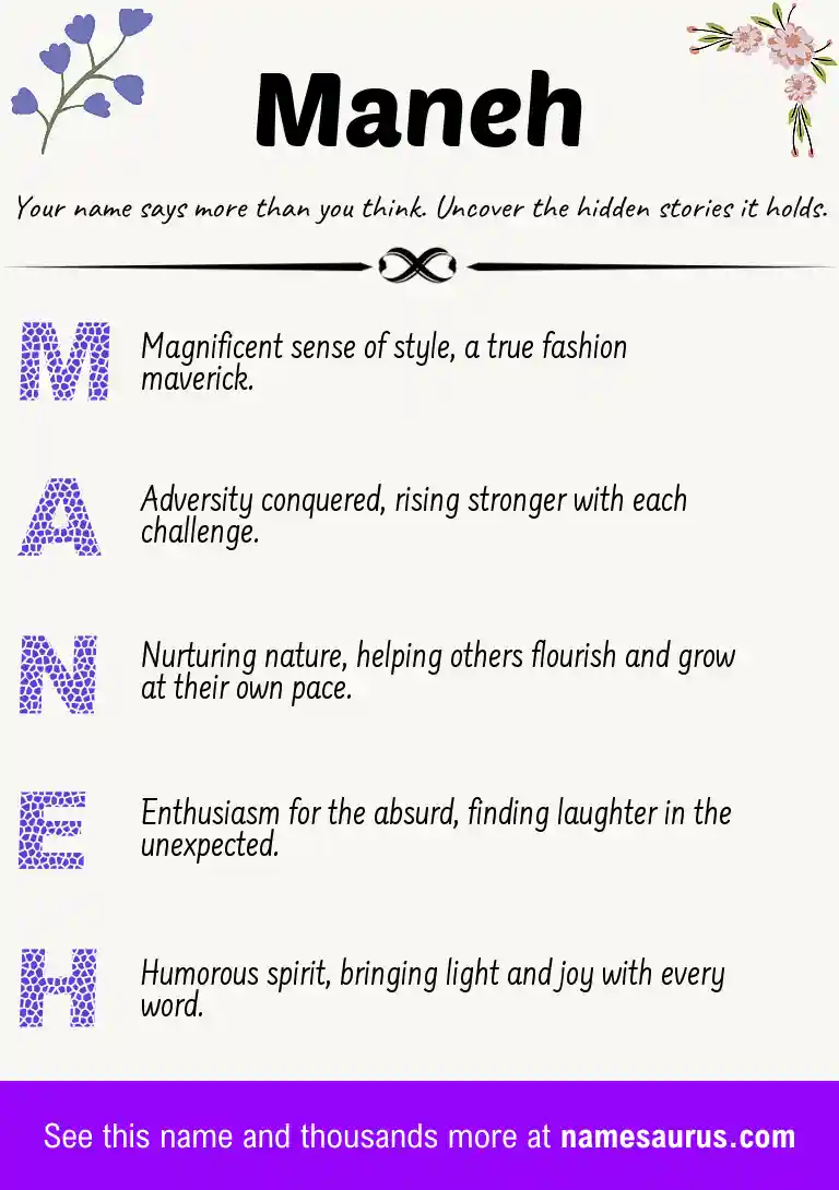Acrostic poem about Maneh.