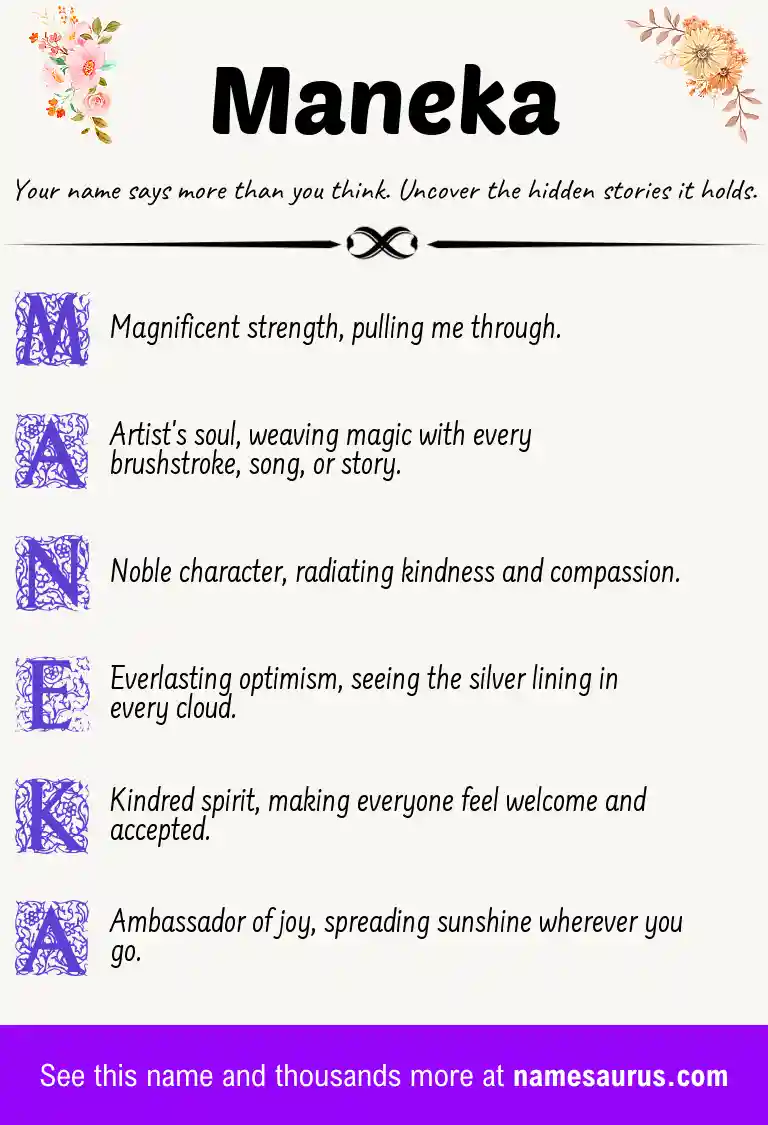 Acrostic poem about Maneka.