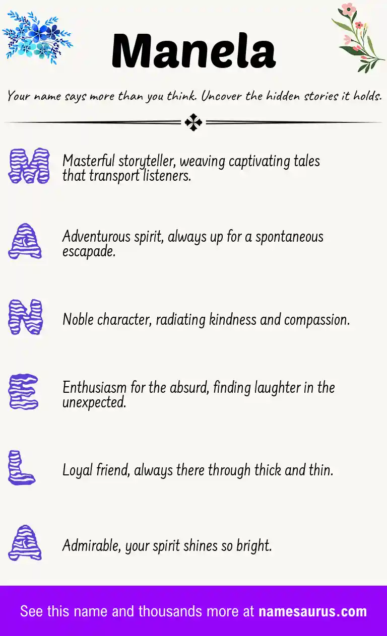 Acrostic poem about Manela.