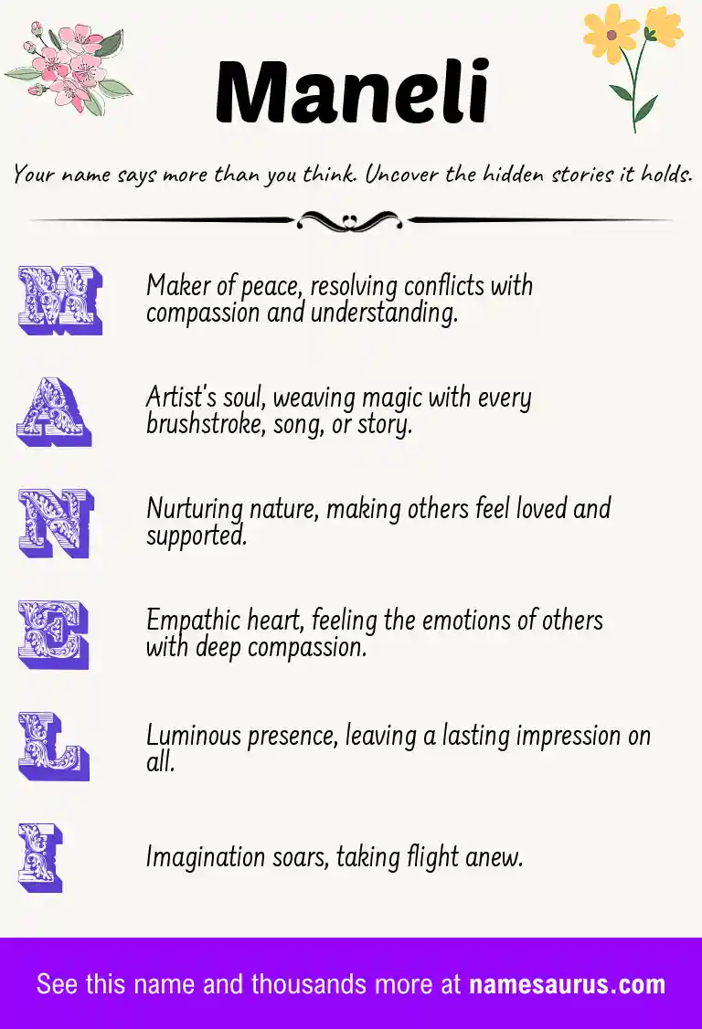 Acrostic poem about Maneli.
