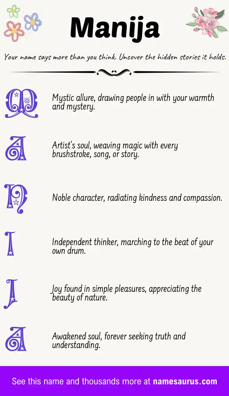 Acrostic poem about Manija.