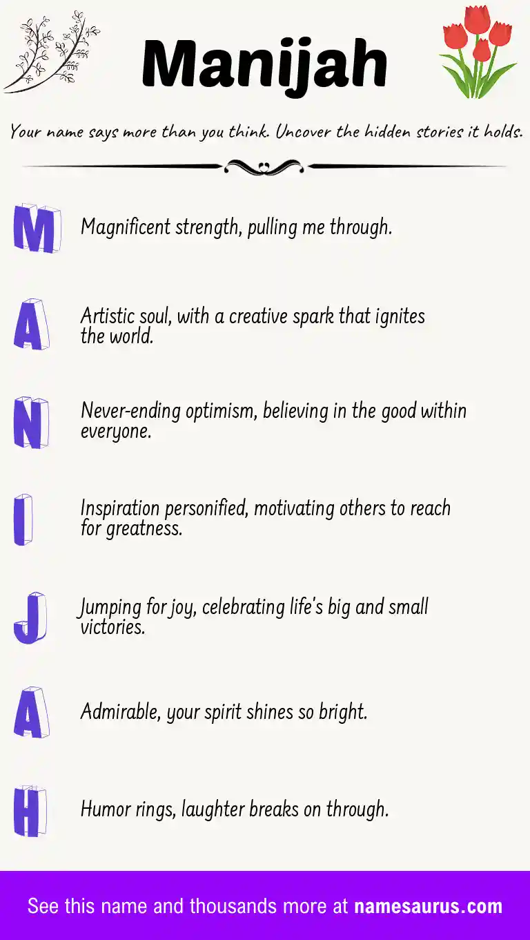 Acrostic poem about Manijah.