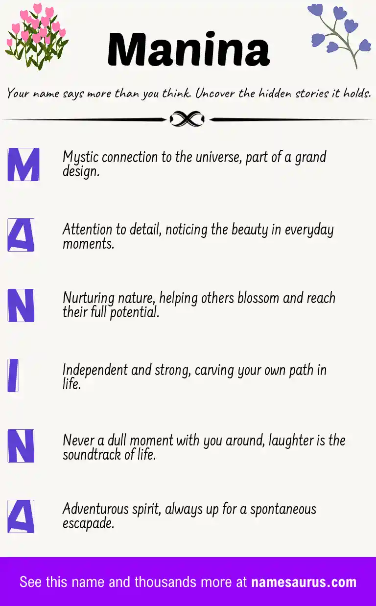 Acrostic poem about Manina.
