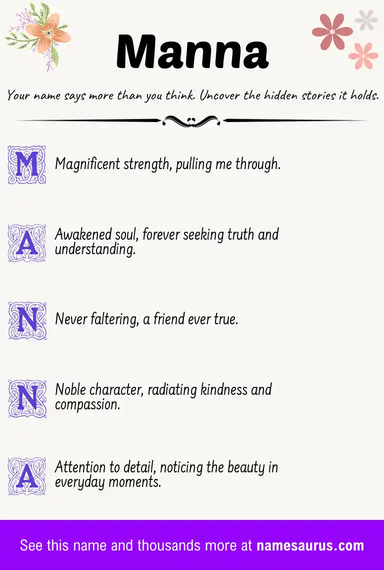 Acrostic poem about Manna.