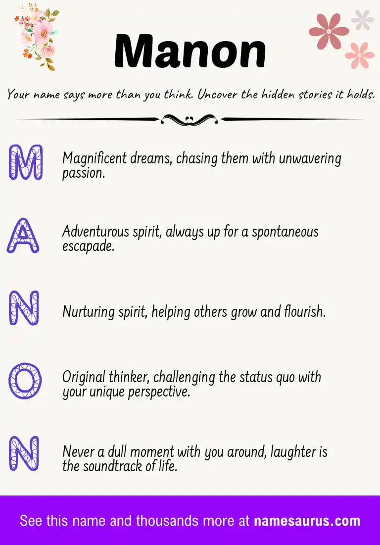 Acrostic poem about Manon.