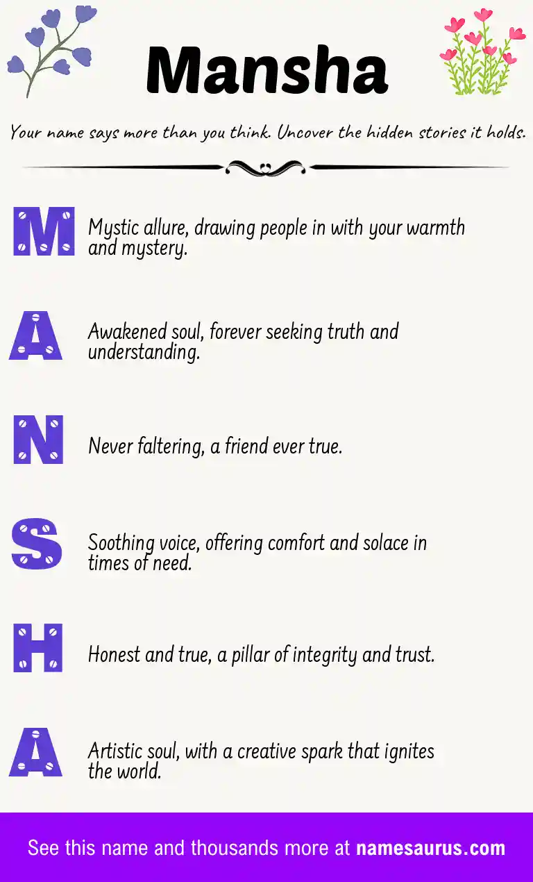 Acrostic poem about Mansha.