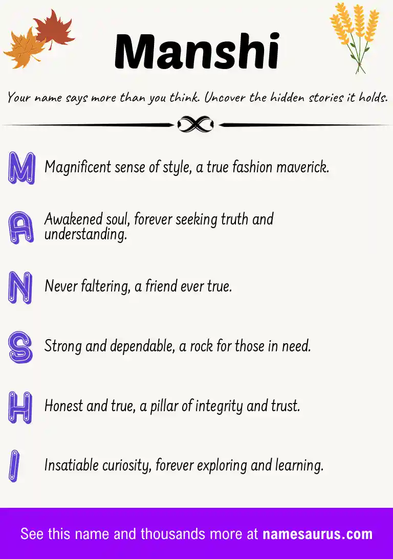 Acrostic poem about Manshi.