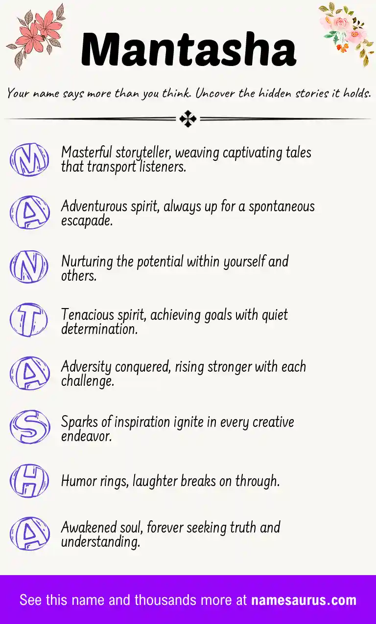 Acrostic poem about Mantasha.