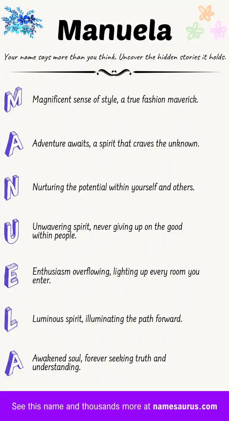 Acrostic poem about Manuela.