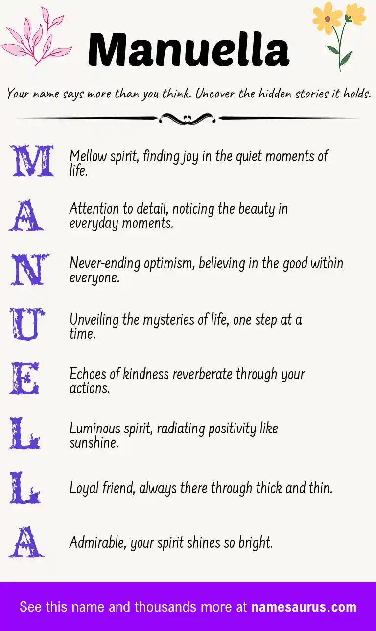 Acrostic poem about Manuella.