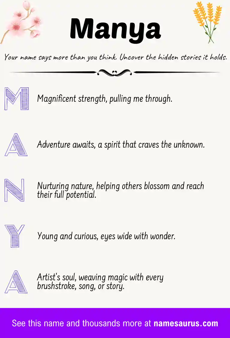 Acrostic poem about Manya.