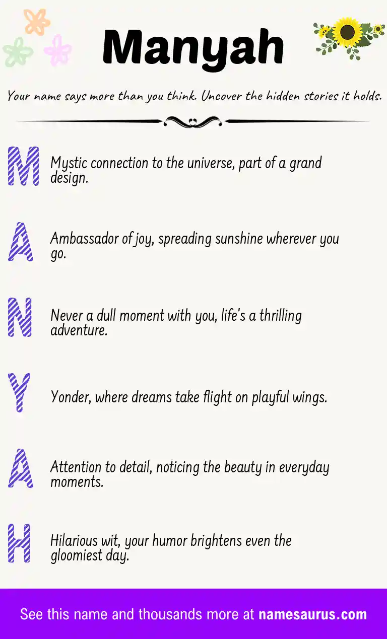 Acrostic poem about Manyah.