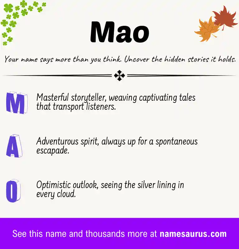 Acrostic poem about Mao.