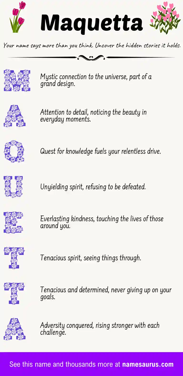 Acrostic poem about Maquetta.